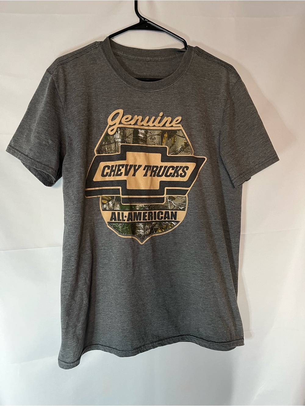Gildan Blue Short Sleeve Tee with Tan and Green Chevy Trucks Crest